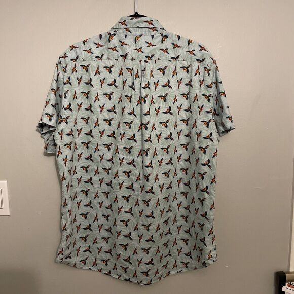 J. Crew 100% Linen Parrot‎ Bird Garden Men’s Large Short-Sleeve Shirt Classic - Picture 6 of 7
